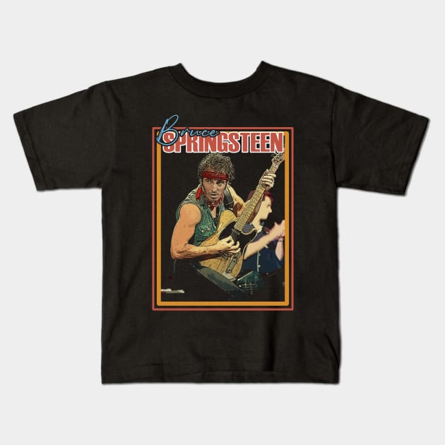 Vintage Springsteen Classic Rock Reimagined Kids T-Shirt by WalkTogether